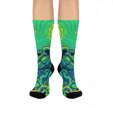 Trippy Green Sea Turtle Cushioned Crew Socks