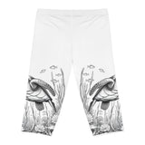 Black and White Sea Turtle Capri Leggings