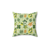 Yellow, Orange and Green Tiki Art Sea Turtle Faux Suede Pillow - 4 sizes