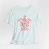 Red Tropical Flower Sea Turtle Graphic Tee - 5 Colors