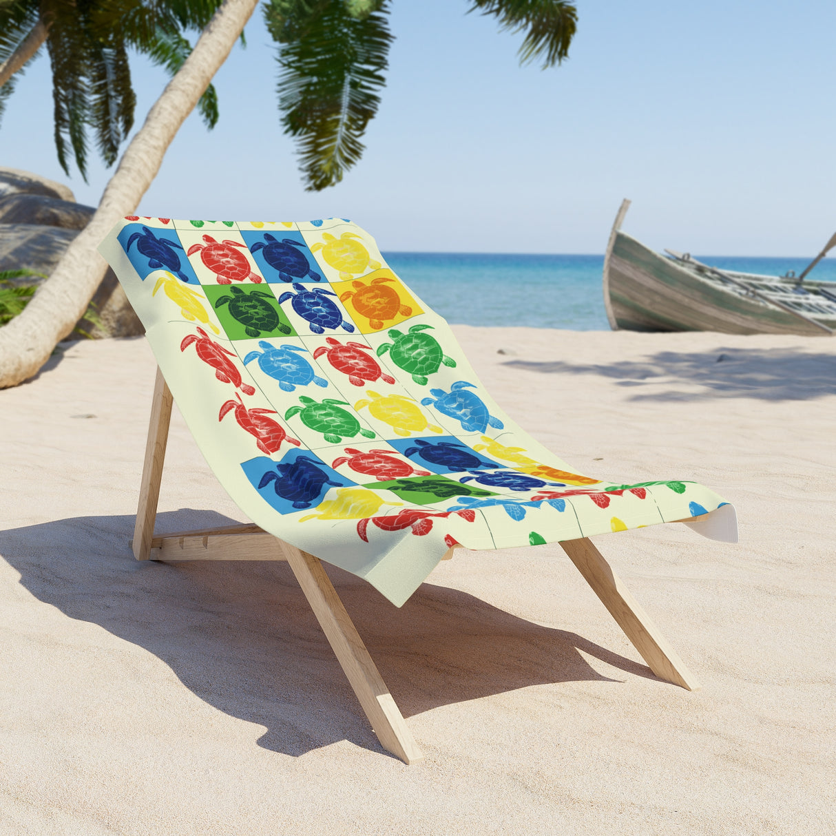 Colorful Pop Art Sea Turtle Beach Towel