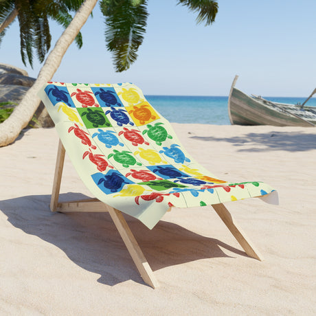 Colorful Pop Art Sea Turtle Beach Towel