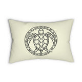 Tribal Sea Turtle Lumbar Pillow, Nautical Home Decor, Beach House Accent Cushion, Gift for Beach Lovers, Turtle Design Throw Pillow