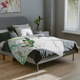 Green Sea Turtle in The Grass -Themed Velveteen Microfiber Blanket - 3 Sizes