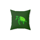Green Mod Art Sea Turtle Faux Suede Pillow - 4 sizes