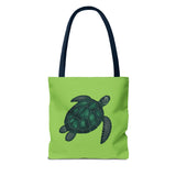 Green Oil Paint Art Sea Turtle Tote Bag - 3 sizes
