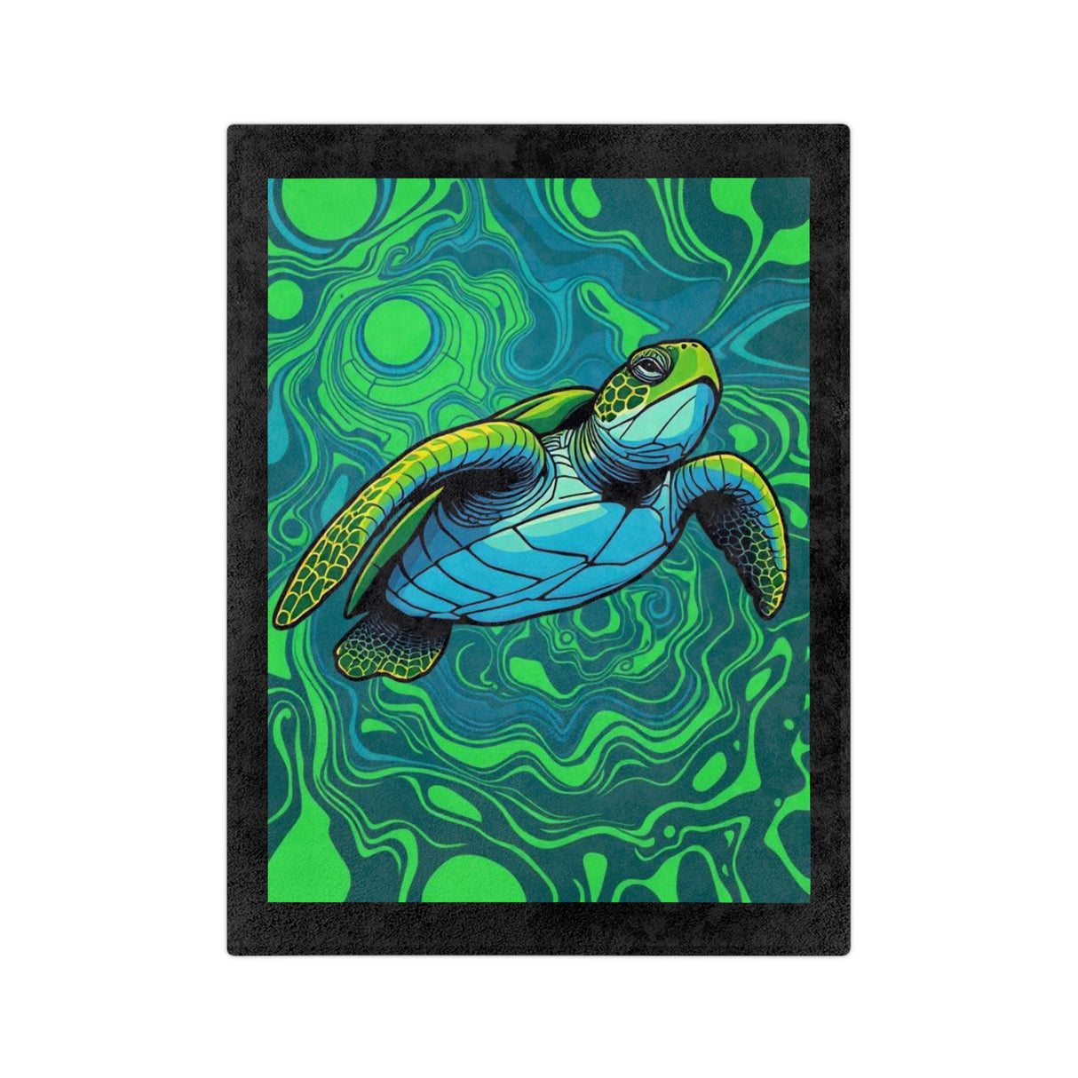 Vibrant Green Sea Turtle-Themed Velveteen Microfiber Blanket - 3 Sizes