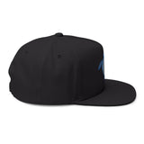 Blue Sea Turtle Profile Embroidered Flat Bill Cap