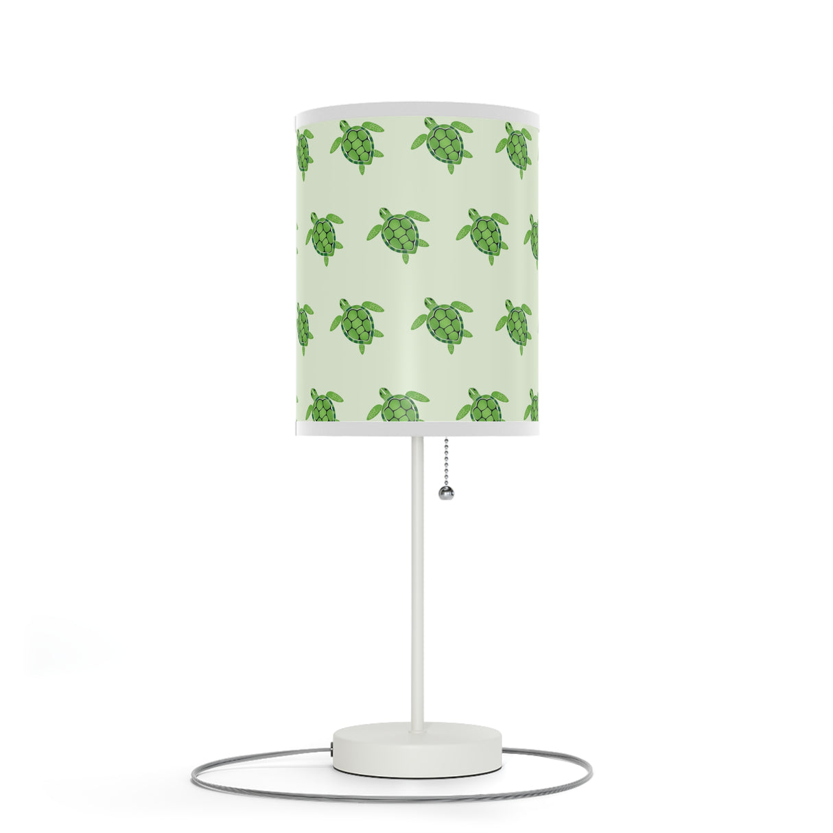 Green Sea Turtle Pattern Table Lamp, Nightstand Light, Sea Life Decor, Beach House Accent, Kid's Room Lighting