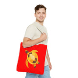 Red and Gold Collage Print Sea Turtle Tote Bag - 3 sizes
