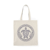 Purple Tropical Flowers and Sea Turtle Eco-Friendly Cotton Tote Bag