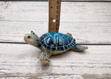 Blue Sea Turtle Figurine Painted Resin (1 turtle approx. 5.75+ inches long) Blue Painted Resin Sea Turtle Figure for coastal home decor!
