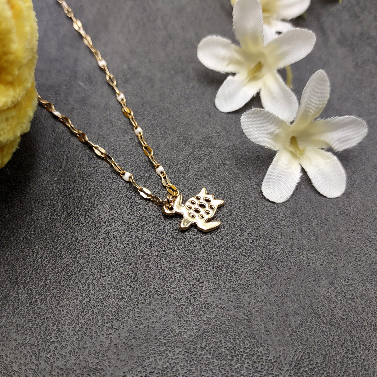 Sea Turtle Necklace White and Gold Color (1 necklace approx. 16+ inches AROUND) Gold Tone White Sea Turtle charm necklace for gifting!