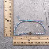 Sea Turtle Bracelet Braided Cord Light Blue Purple White (approx. 5-7+ inches AROUND) Blue Purple String Sea Turtle Bracelet to gift!