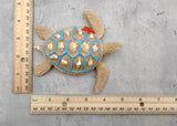Sandy Sea Turtle Figure With Seashells Net Starfish (1 turtle approx. 5+ inches) Sand Texture Resin Cast Sea Turtle Figure for home decor!