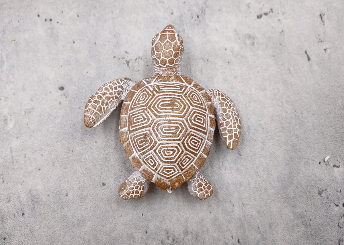 Brown Sea Turtle Figurine Weathered Resin (1 turtle approx. 3.75+ inches) Brown White Sea Turtle Statue for beach home decor & display!