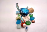 Blue Sea Turtle Figurine on Coral Painted Resin (1 turtle approx. 5+ inches) Blue Painted Resin Turtle on Coral for coastal home décor!