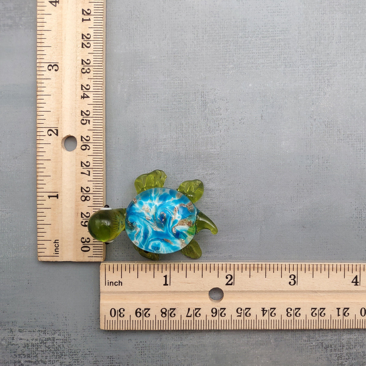 Swirl Glass Sea Turtle Figurine Green Blue (1 figure approx. 1.5 inches) Swirly Green Blue Glass Sea Turtle for gifts décor & collecting!