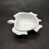 Sea Turtle Glossy White Ceramic Plate (1 dish approx. 6.75+ inches wide) White Turtle Dish for coastal table display & nautical decor!