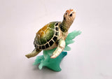 Green Sea Turtle Figurine Riding A Wave (One figure approx. 5+ inches long) Wonderful sea life décor for your home or office!
