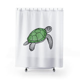 Halftone Sea Turtle Shower Curtains - Coastal Bathroom Decor