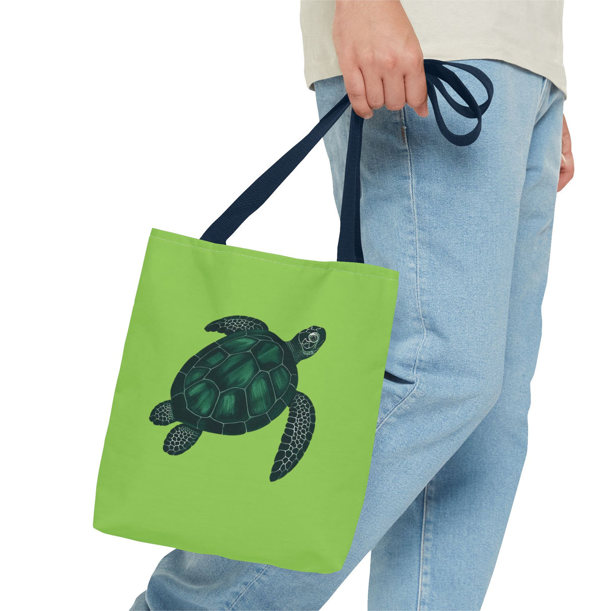 Green Oil Paint Art Sea Turtle Tote Bag - 3 sizes