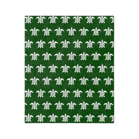 Green and White Sea Turtle Pattern-Themed Velveteen Microfiber Blanket - 3 Sizes