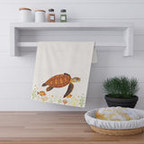 Swimming Brown Sea Turtle Tea Towel (cotton, poly)