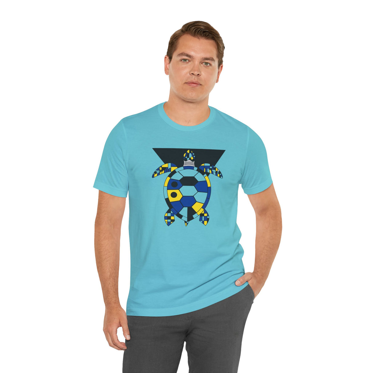 Bauhaus Blue Yellow Black Sea Turtle Graphic Tee - 5 Colors