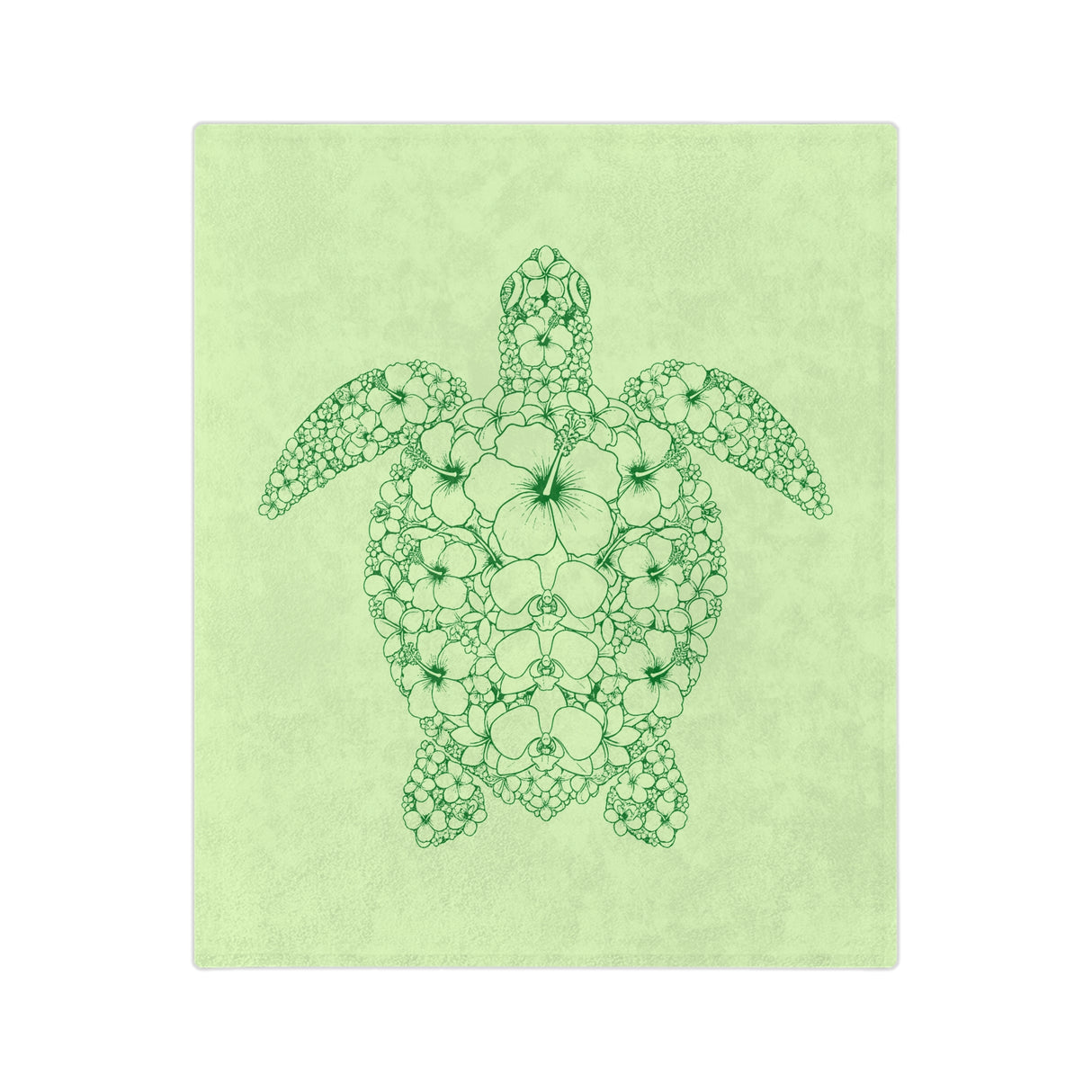 Green Turtle-Themed Velveteen Microfiber Blanket - Great for living rooms, bedroom or the beach - 3 Sizes