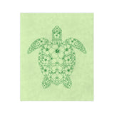 Green Turtle-Themed Velveteen Microfiber Blanket - Great for living rooms, bedroom or the beach - 3 Sizes
