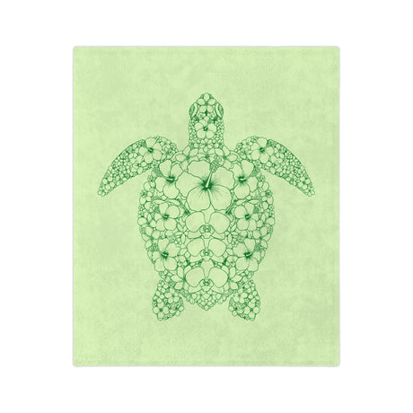 Green Turtle-Themed Velveteen Microfiber Blanket - Great for living rooms, bedroom or the beach - 3 Sizes