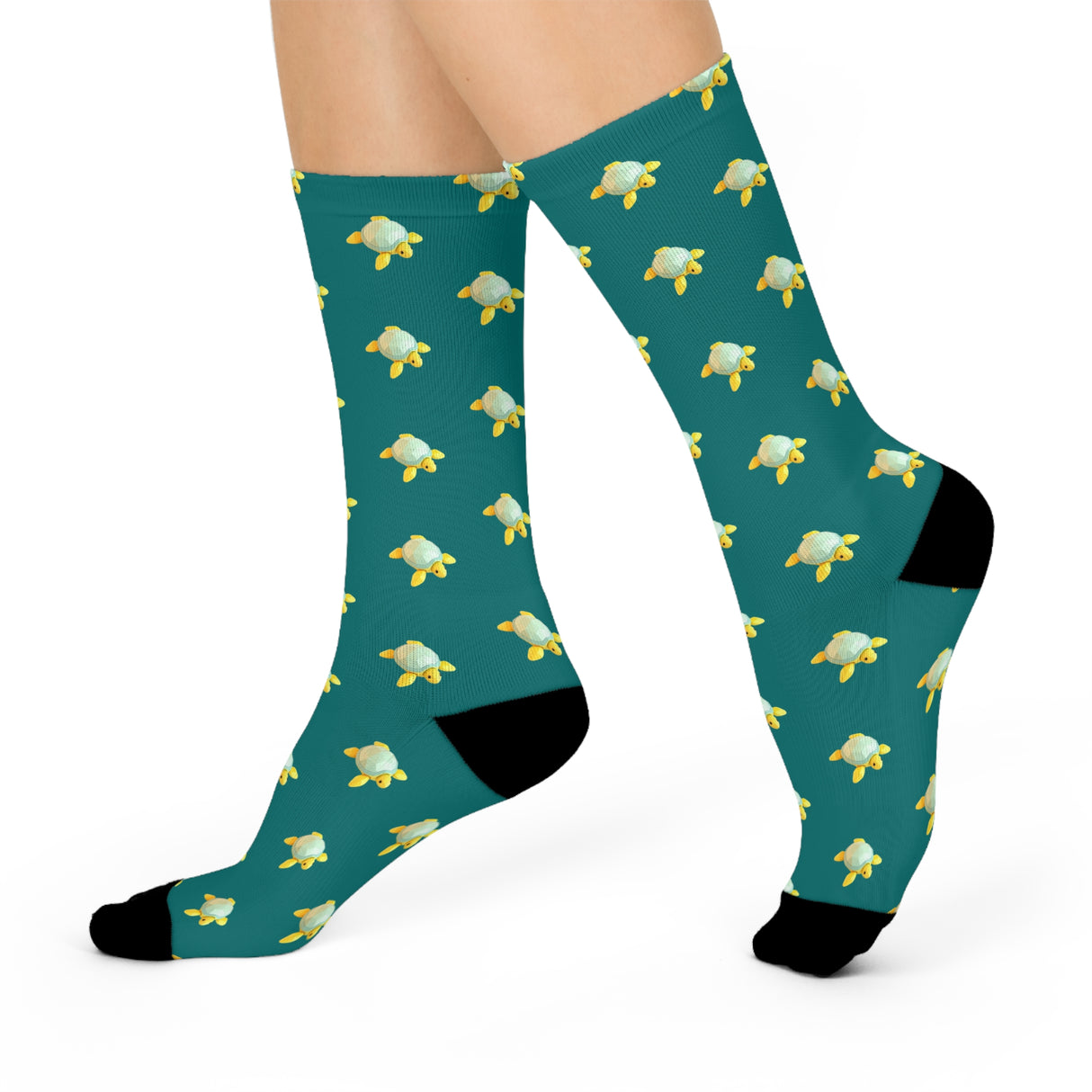 Teal Geodesign Sea Turtle Cushioned Crew Socks