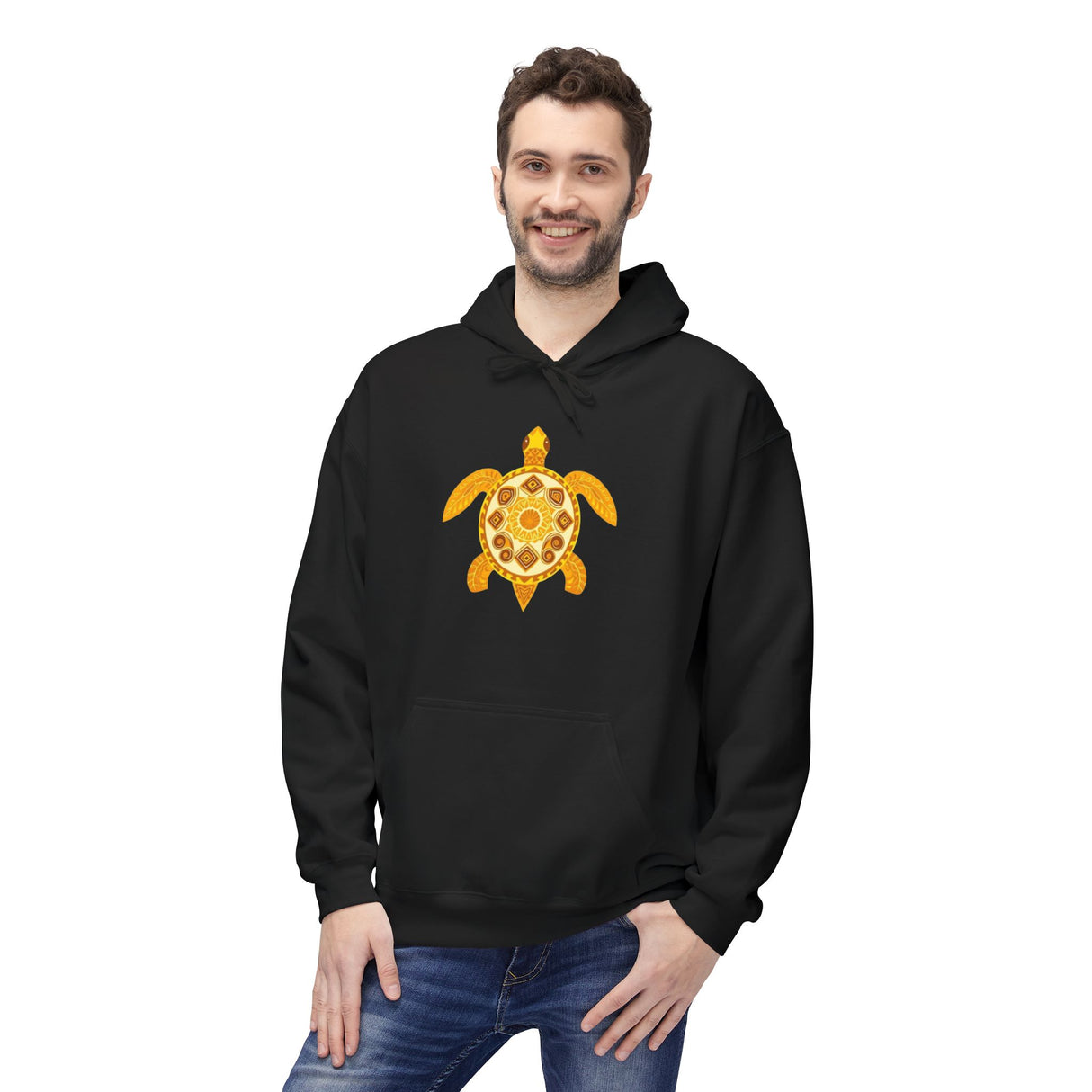 Gold Sea Turtle Hoodie - Comfy Unisex Fleece Sweatshirt - 4 Colors