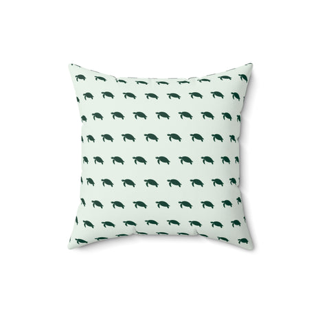 Green Turtle Pattern Faux Suede Pillow, Coastal Home Decor, Boho Accent Cushion, Beach House Accent, Sea Turtle Decor