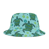 Sea Tones Island Print Sea Turtle Pattern Bucket Hats - Large Sizes Available
