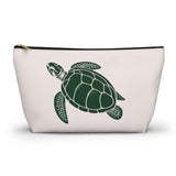 Pink and Green Sea Turtle Print Accessory Pouch