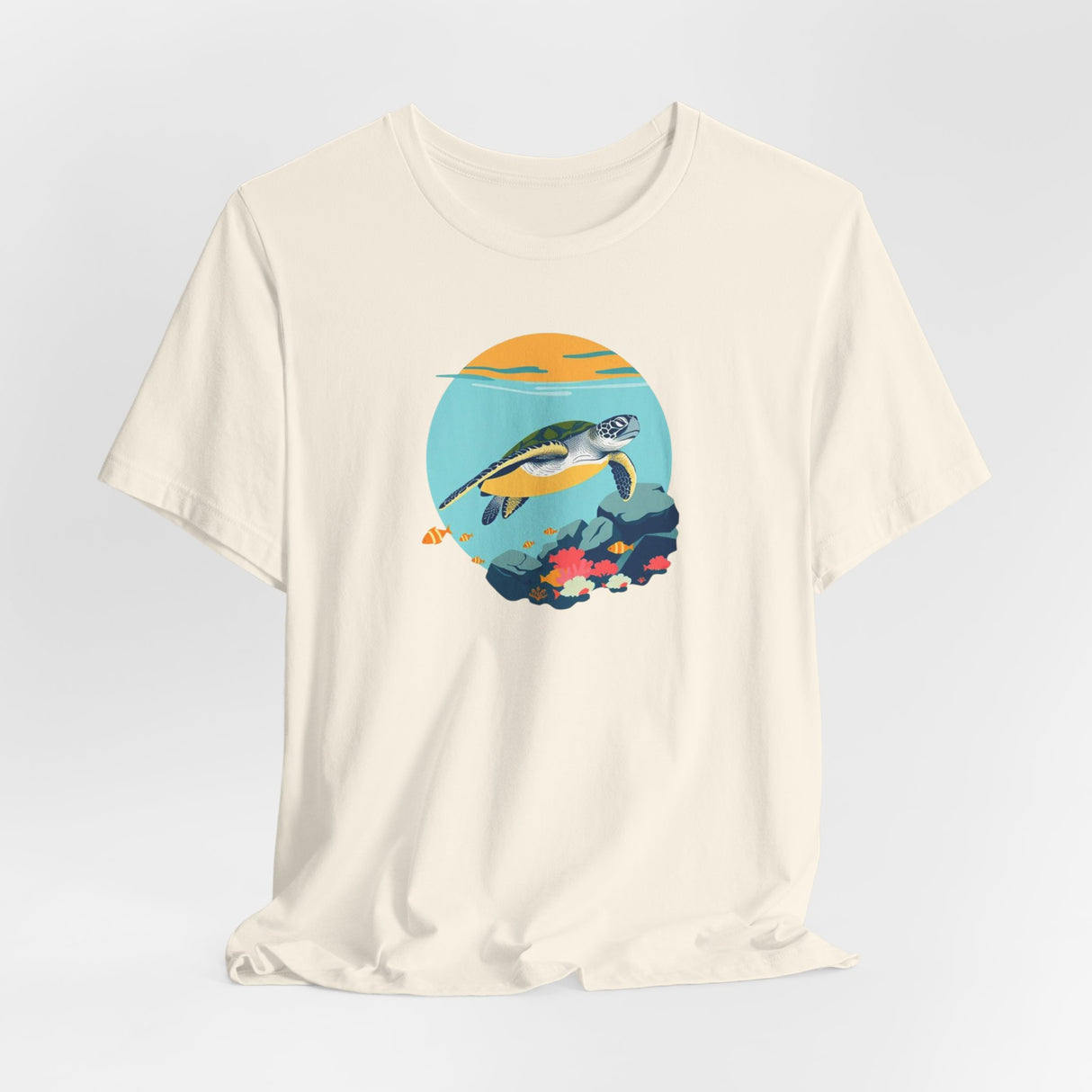Sea Turtle At Sea Circle Design Unisex Jersey Short Sleeve Tee, Great Gift For Sea Turtle Lovers, Sea Turtle Shirt