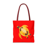 Red and Gold Collage Print Sea Turtle Tote Bag - 3 sizes