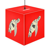 Red Collage Sea Turtle Geometric Light Cube Lamp