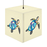 Blue Collage Sea Turtle Geometric Light Cube Lamp