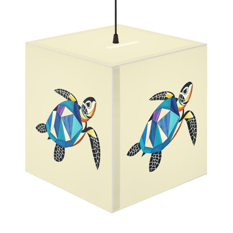 Blue Collage Sea Turtle Geometric Light Cube Lamp