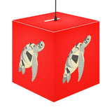 Red Collage Sea Turtle Geometric Light Cube Lamp