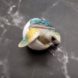 Sea Turtle Egg Hatchling Aqua Blue Shell (1 sea turtle approx. 2+ inches) Blue Painted Resin Baby Sea Turtle Egg for coastal home décor!