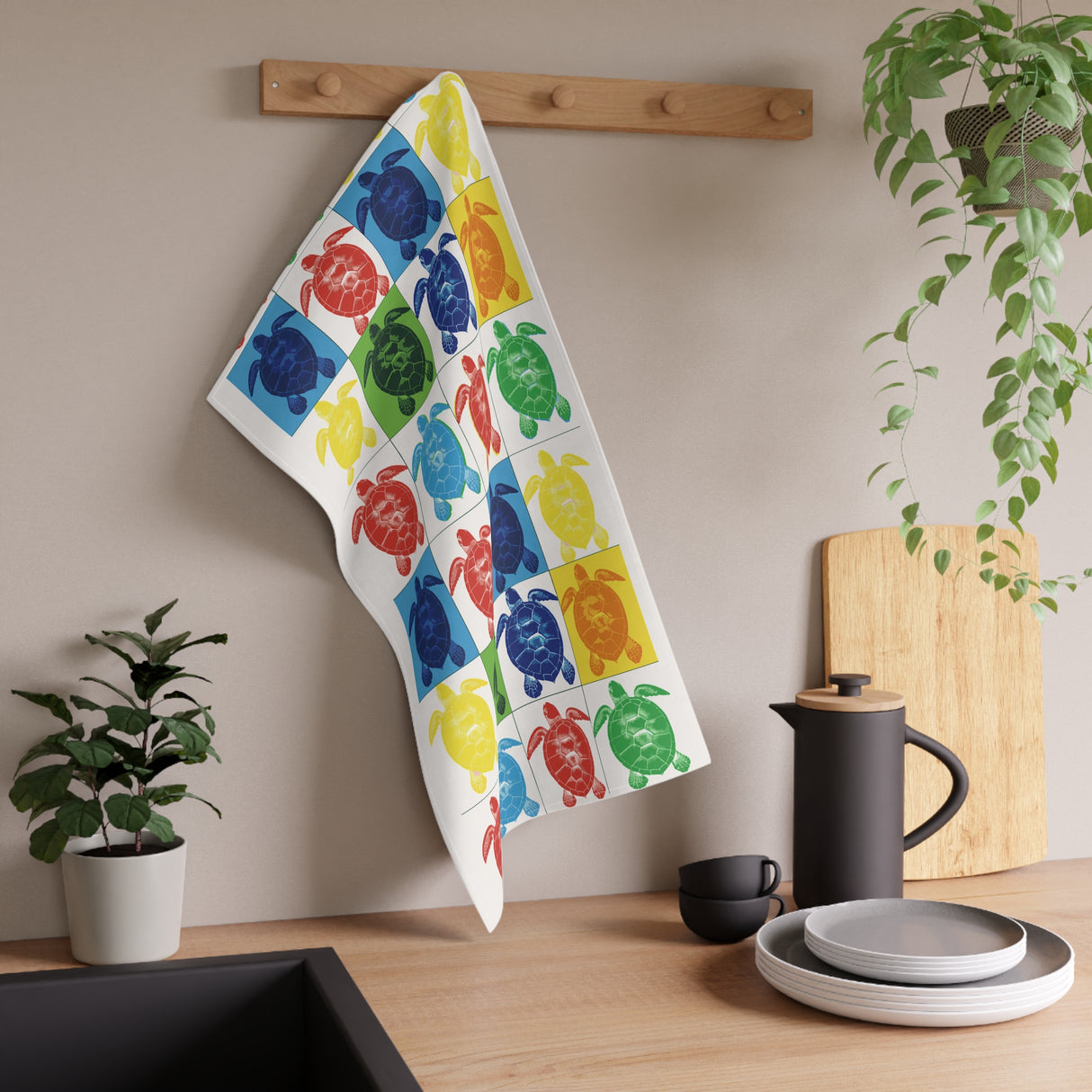 Pop Art Sea Turtle Tea Towel (cotton, poly)