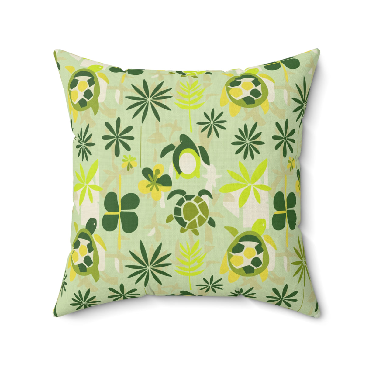 Green Tiki Art Sea Turtle Faux Suede Pillow - 4 sizes