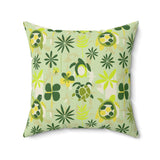 Green Tiki Art Sea Turtle Faux Suede Pillow - 4 sizes