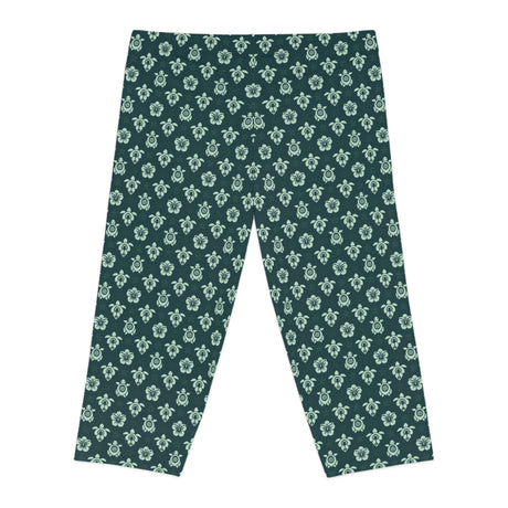 Dark Teal Sea Turtle Capri Leggings