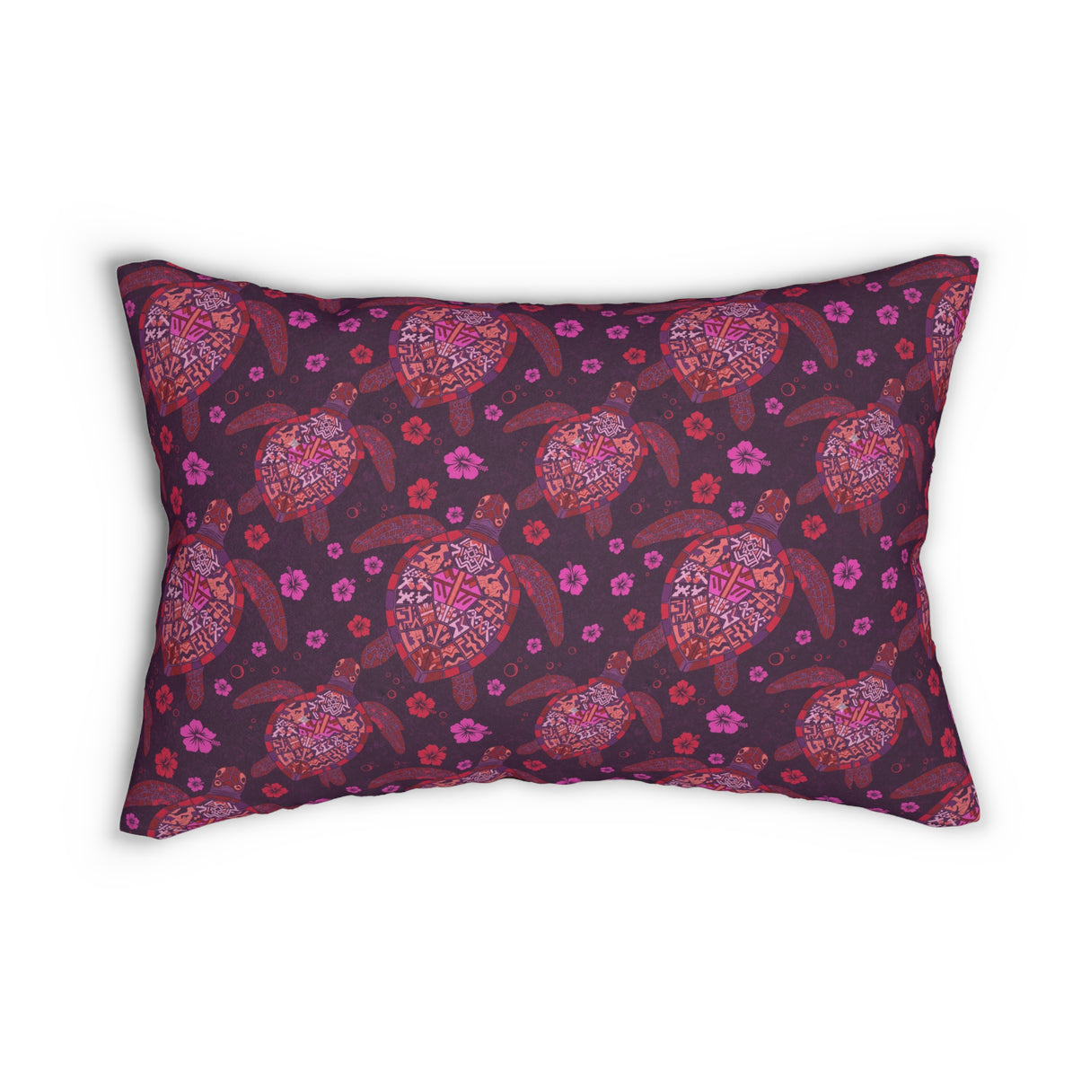 Purple Island Print Sea Turtle Lumbar Pillow