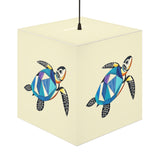 Blue Collage Sea Turtle Geometric Light Cube Lamp